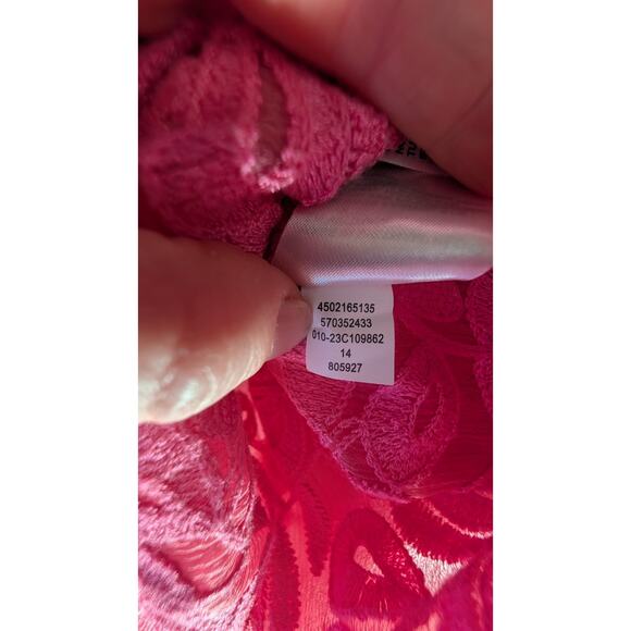 Chicos Women's Pink Floral Embroidered Blouse Sz 3(16) Boho Peasant Semi Sheer - Picture 8 of 8